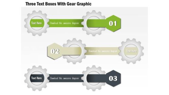 Three Text Boxes With Gear Graphic Presentation Template