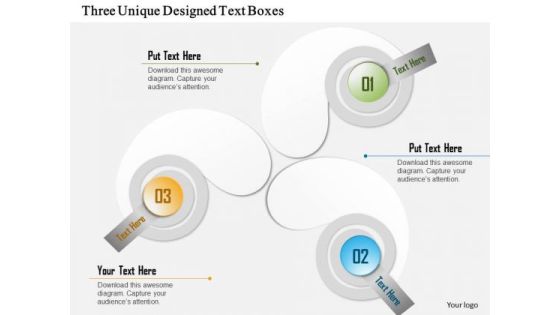 Three Unique Designed Text Boxes Presentation Template Three Unique Designed Text Boxes Presentation Template