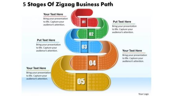 Timeline PowerPoint Template 5 Stages Of Zigzag Business Path
