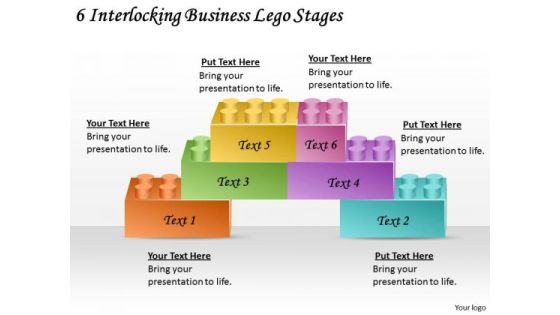 Timeline PowerPoint Template 6 Interlocking Business Lego Stages