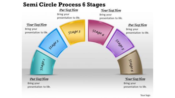 Timeline PowerPoint Template Semi Circle Process 6 Stages