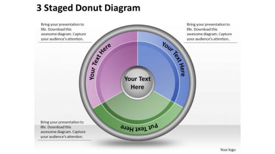 Timeline Ppt Template 3 Staged Donut Diagram