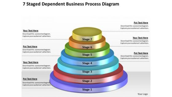 Timeline Ppt Template 7 Staged Dependent Business Process Diagram