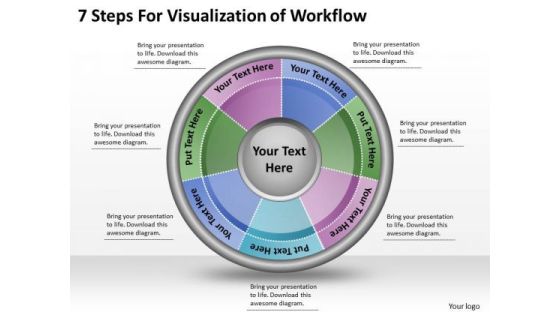 Timeline Ppt Template 7 Steps For Visualization Of Workflow
