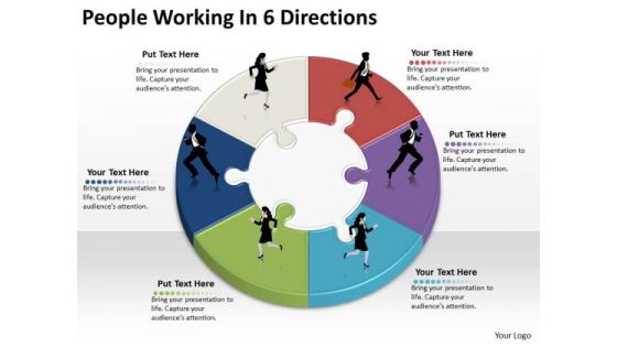 Timeline Ppt Template People Working In 6 Directions