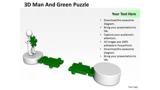 Top Business People 3d Man And Green Puzzle PowerPoint Slides Top Business People 3d Man And Green Puzzle PowerPoint Slides