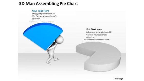 Top Business People 3d Man Assembling Pie Chart PowerPoint Slides
