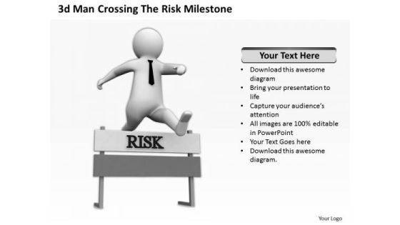Top Business People 3d Man Crossing The Risk Milestone PowerPoint Templates Top Business People 3d Man Crossing The Risk Milestone PowerPoint Templates