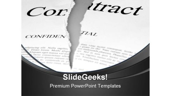 Torn Contract Business PowerPoint Template 1110 Torn Contract Business PowerPoint Template 1110