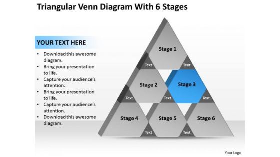 Triangular Venn Diagram Wth 6 Stages Ppt Great Business Plan Examples PowerPoint Slides