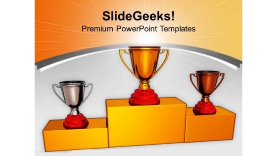 Trophies On Podium Winner Competition PowerPoint Templates Ppt Backgrounds For Slides 0213 Trophies On Podium Winner Competition PowerPoint Templates Ppt Backgrounds For Slides 0213