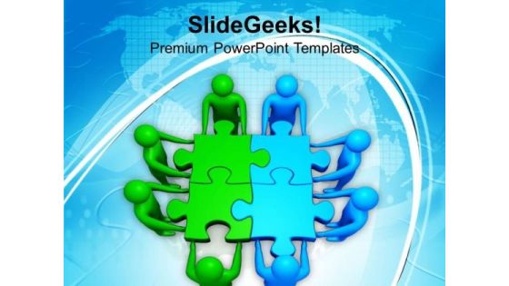 Two Teams Efforts Green Blue Puzzles Business PowerPoint Templates Ppt Backgrounds For Slides 0113 Two Teams Efforts Green Blue Puzzles Business PowerPoint Templates Ppt Backgrounds For Slides 0113