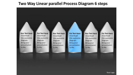 Two Way Linear Parallel Process Diagram 6 Steps Business Plans Online PowerPoint Slides