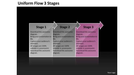 Uniform Flow 3 Stages Diagram PowerPoint Templates Uniform Flow 3 Stages Diagram PowerPoint Templates