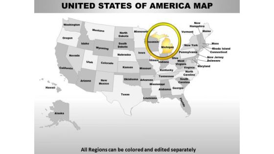 Usa Michigan State PowerPoint Maps Usa Michigan State PowerPoint Maps