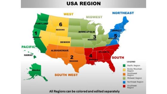 Usa Pacific Region Country PowerPoint Maps