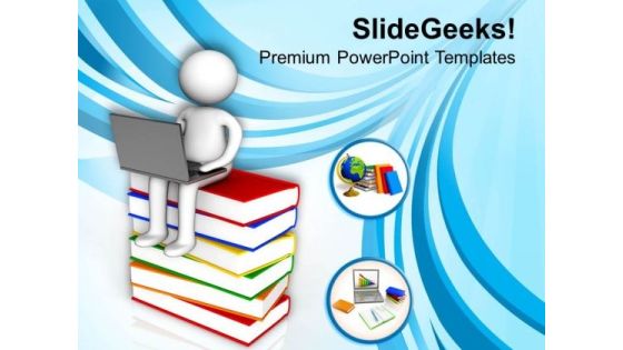 Use Computer Instead Of Dozen Of Books PowerPoint Templates Ppt Backgrounds For Slides 0613 Use Computer Instead Of Dozen Of Books PowerPoint Templates Ppt Backgrounds For Slides 0613