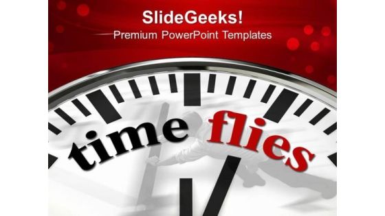 White Clock With Word Time Flies PowerPoint Templates And PowerPoint Themes 1012 White Clock With Word Time Flies PowerPoint Templates And PowerPoint Themes 1012