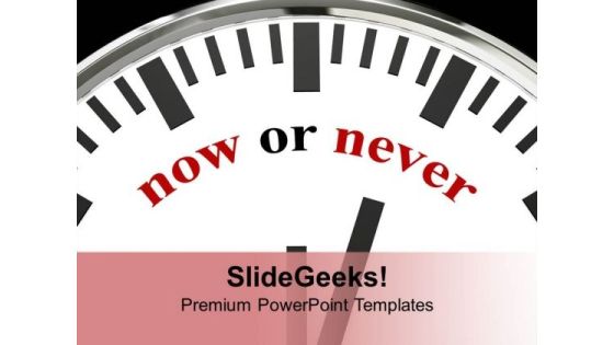 White Clock With Words Now Or Never PowerPoint Templates Ppt Backgrounds For Slides 1212