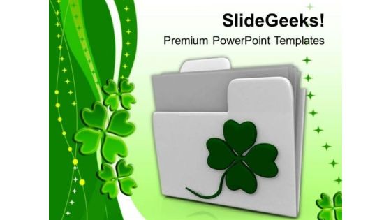 White Folder Icon With Irish Clover PowerPoint Templates Ppt Backgrounds For Slides 0313 White Folder Icon With Irish Clover PowerPoint Templates Ppt Backgrounds For Slides 0313