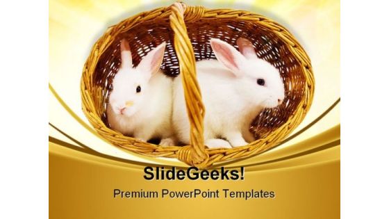 White Rabbits In Basket Easter Festival PowerPoint Templates And PowerPoint Backgrounds 0411 White Rabbits In Basket Easter Festival PowerPoint Templates And PowerPoint Backgrounds 0411