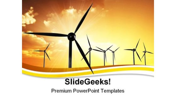 Wind Turbines01 Sunset PowerPoint Templates And PowerPoint Backgrounds 0211