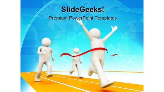 Winner On Finishing Line Business PowerPoint Template 1010