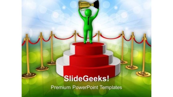 Winner With Golden Cup PowerPoint Templates Ppt Backgrounds For Slides 0713 Winner With Golden Cup PowerPoint Templates Ppt Backgrounds For Slides 0713