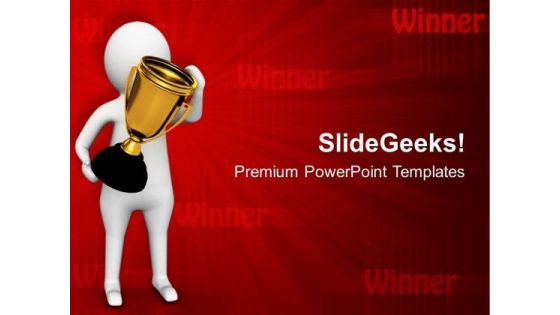 Winner With Trophy 3d Illustration PowerPoint Templates Ppt Backgrounds For Slides 0813 Winner With Trophy 3d Illustration PowerPoint Templates Ppt Backgrounds For Slides 0813