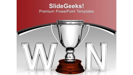 Winners Trophy Concept Of Competition PowerPoint Templates Ppt Backgrounds For Slides 0313