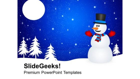 Winter Background With Snowman Holidays PowerPoint Templates Ppt Backgrounds For Slides 1112