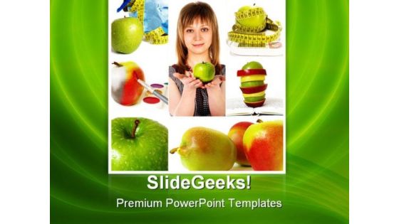 Woman And Apples Health PowerPoint Themes And PowerPoint Slides 0811