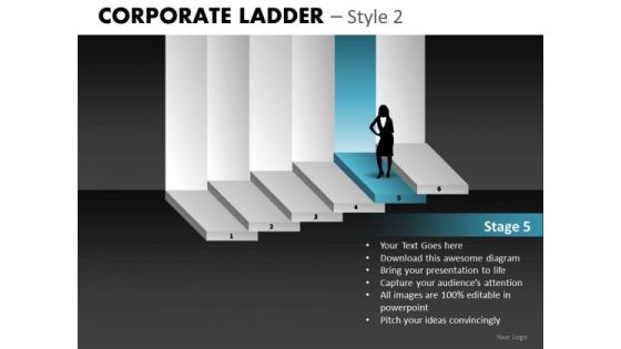 Woman Climbing Corporate Ladder PowerPoint Ppt Templates