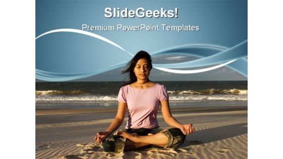 Woman Meditating Beach PowerPoint Templates And PowerPoint Backgrounds 0611 Woman Meditating Beach PowerPoint Templates And PowerPoint Backgrounds 0611
