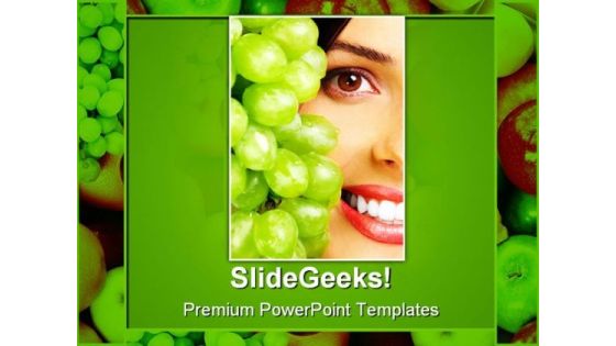 Woman With Fruits Health PowerPoint Themes And PowerPoint Slides 0811