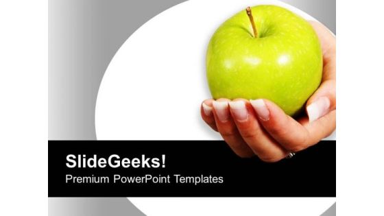 Women Holding Apple Education Health PowerPoint Templates Ppt Backgrounds For Slides 0213