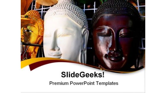 Wooden Mask Of Buddha Religion PowerPoint Themes And PowerPoint Slides 0511