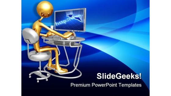Work Station Monitor Computer PowerPoint Templates And PowerPoint Backgrounds 0611