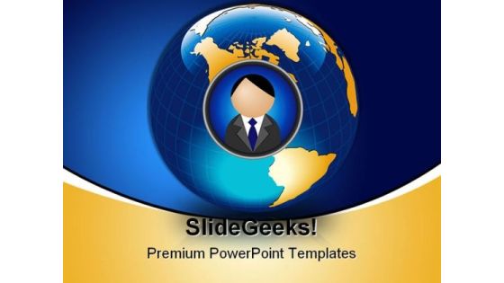 World And Man Globe PowerPoint Template 1110 World And Man Globe PowerPoint Template 1110