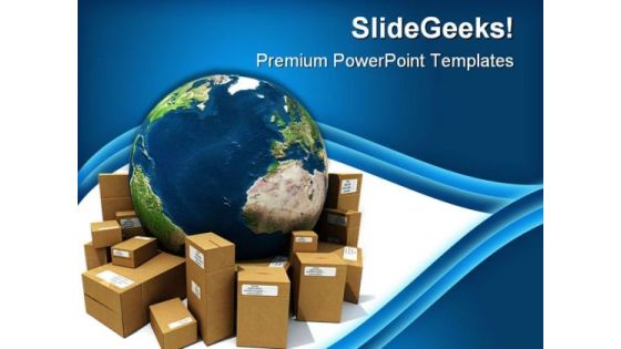 Worldwide Delivery Globe PowerPoint Template 1110 Worldwide Delivery Globe PowerPoint Template 1110