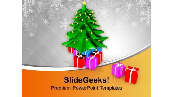Xmas Tree With Colored Gifts PowerPoint Templates Ppt Backgrounds For Slides 0113