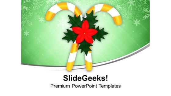 Yellow Candy Cane With Red Flower PowerPoint Templates Ppt Backgrounds For Slides 0113 Yellow Candy Cane With Red Flower PowerPoint Templates Ppt Backgrounds For Slides 0113
