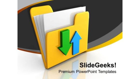 Yellow Folder And Arrow Download Data PowerPoint Templates Ppt Backgrounds For Slides 0113