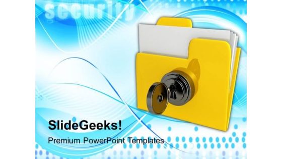 Yellow Folder With Locked With Key PowerPoint Templates Ppt Backgrounds For Slides 0213