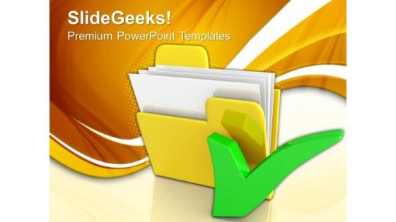 Yellow Folder With Tick Mark PowerPoint Templates And PowerPoint Themes 0912 Yellow Folder With Tick Mark PowerPoint Templates And PowerPoint Themes 0912