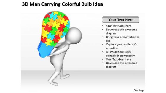 Young Business People Carrying Colorful Bulb Idea PowerPoint Templates Ppt Backgrounds For Slides