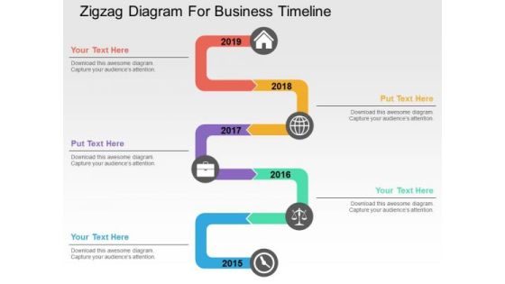 Zigzag Diagram For Business Timeline PowerPoint Templates