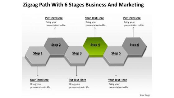 Zigzag Path With 6 Stages Business And Marketing Ppt Plan Examples PowerPoint Slides
